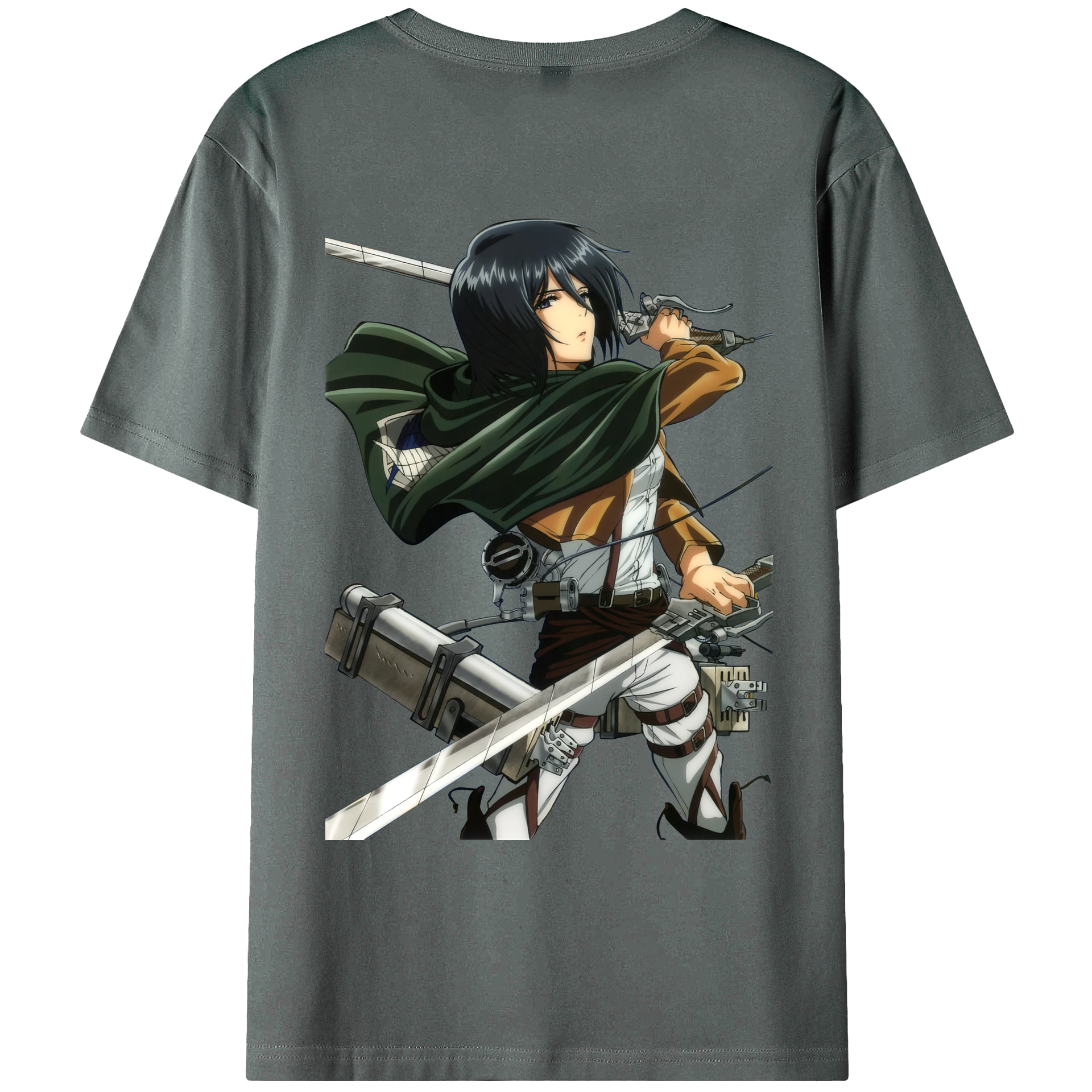 （画像用） 進撃の巨人 ミカサ·アッカーマン Attack on Titan Mikasa Ackerman 綿100％ メンズ半袖Tシャツ（バックプリント） 通気性